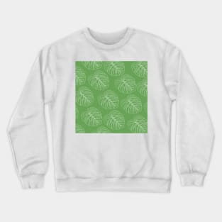 monstera tropical plant hawaii aloha print green and white Crewneck Sweatshirt